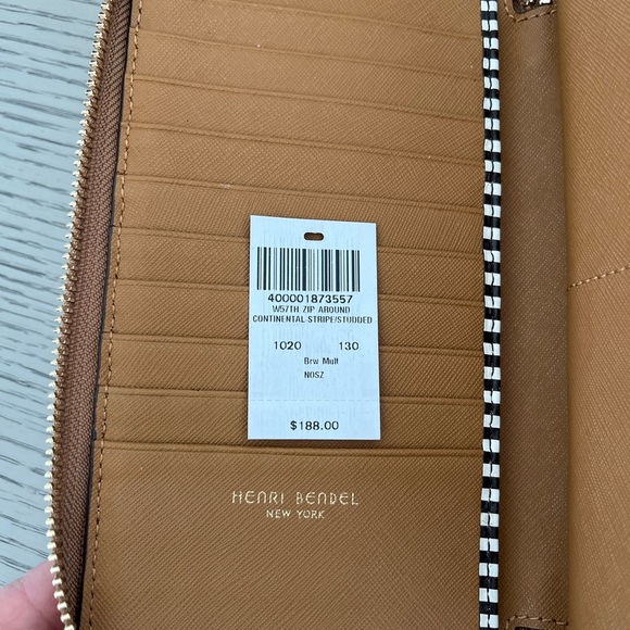 Henri Bendel never used Wallet. Tan and black with studs.$89 was $188 - Picture 4 of 6